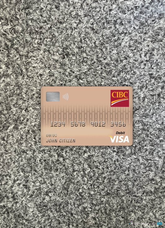 Download Canada CIBC bank visa debit card photolook front Photoshop template